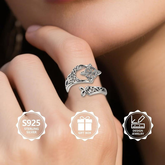 Offener Ring mit keltischem Knoten aus S925-Sterlingsilber (50 % RABATT)
