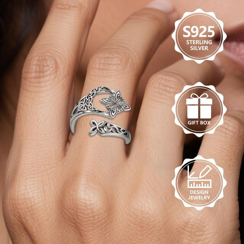 Offener Ring mit keltischem Knoten aus S925-Sterlingsilber (50 % RABATT)