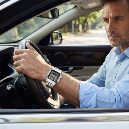 Quadratische Unisex-Digitaluhr mit leuchtendem Display