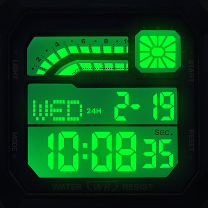 Quadratische Unisex-Digitaluhr mit leuchtendem Display