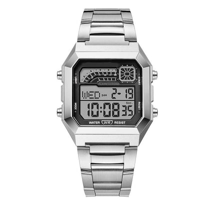 Quadratische Unisex-Digitaluhr mit leuchtendem Display