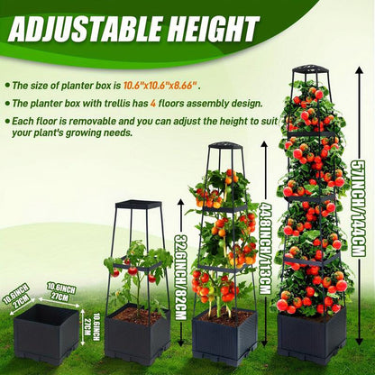 Gartenhochbeet Pflanzkästen mit Rankgitter｜Perfekt für Kletterpflanzen und Gemüseanbau