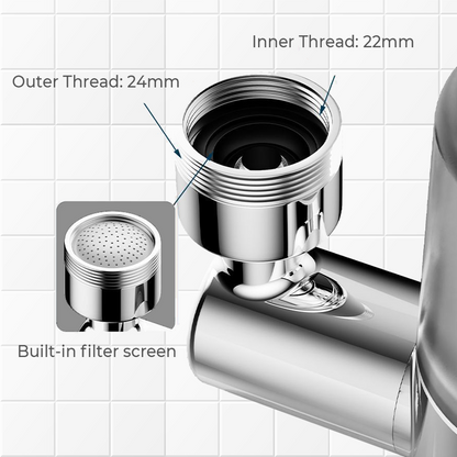 Universelles, um 720° drehbares Wasserhahn-Filterdüsen-Set