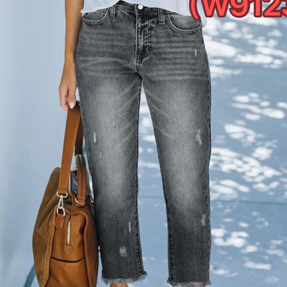 Damen-Retro-Cropped-Straight-Leg-Jeans