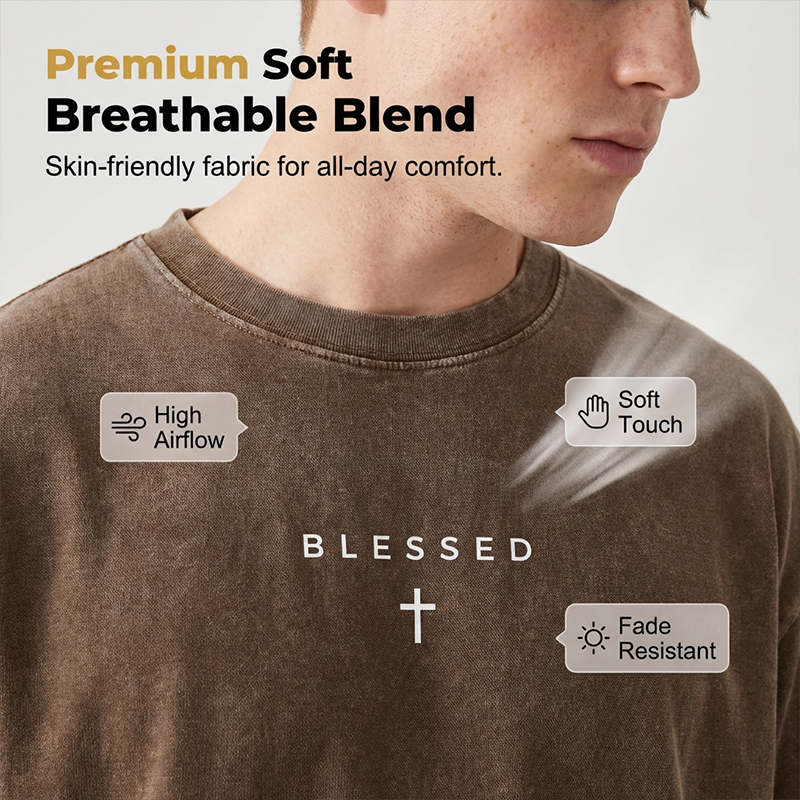 Vintage-T-Shirt für Herren mit Kreuz- und Schriftzugdruck