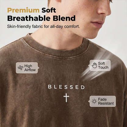 Vintage-T-Shirt für Herren mit Kreuz- und Schriftzugdruck