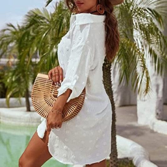 Lässiges Oversize-Jacquard-Chiffon-Hemd für Damen