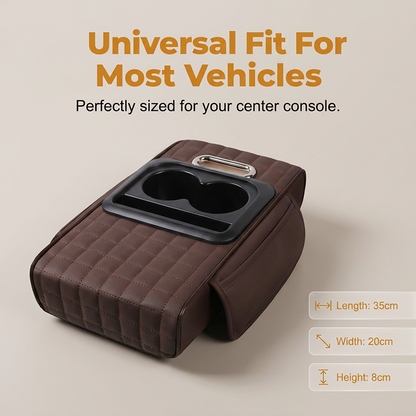 5-in-1 Mittelarmlehnenpolster fürs Auto – erhöht, mit Taschentuchbox, Getränkehalter & Organizer