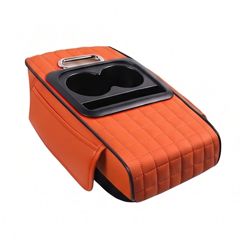 5-in-1 Mittelarmlehnenpolster fürs Auto – erhöht, mit Taschentuchbox, Getränkehalter & Organizer