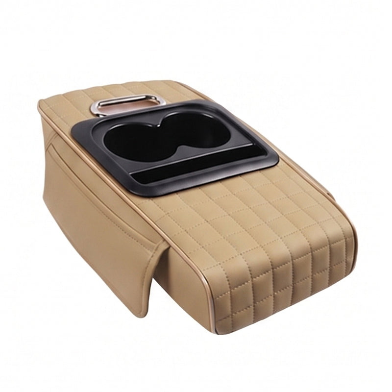 5-in-1 Mittelarmlehnenpolster fürs Auto – erhöht, mit Taschentuchbox, Getränkehalter & Organizer