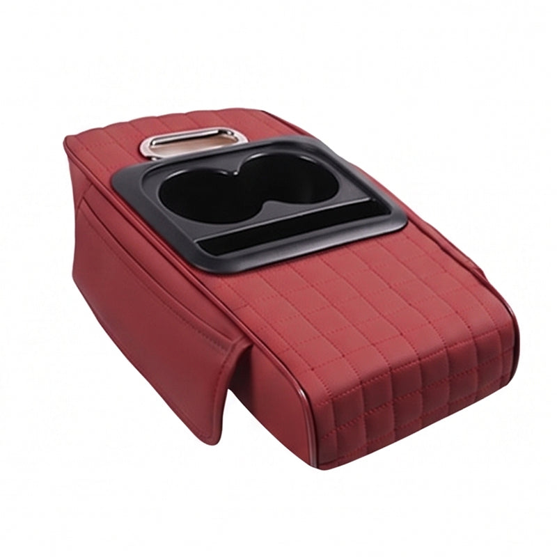 5-in-1 Mittelarmlehnenpolster fürs Auto – erhöht, mit Taschentuchbox, Getränkehalter & Organizer