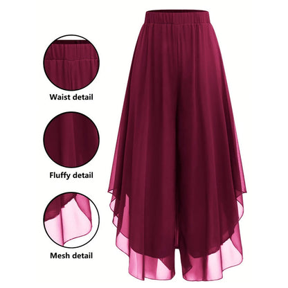Damen Chiffon-Hose mit weitem Bein – Asymmetrisch & Elegant ✨ Für Alltag & Urlaub