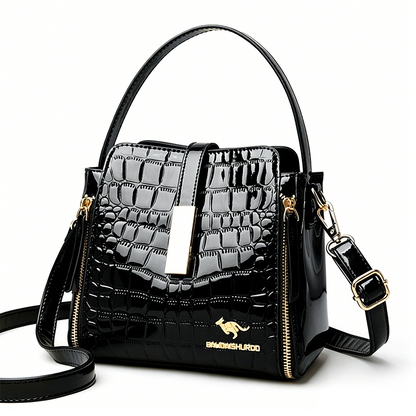 👜 BEGRENZTE ZEIT 50% RABATT! ✨ Glänzende Krokodilmuster Damenhandtasche – Strukturiert, Goldene Beschläge, Geräumig & Schick 💼
