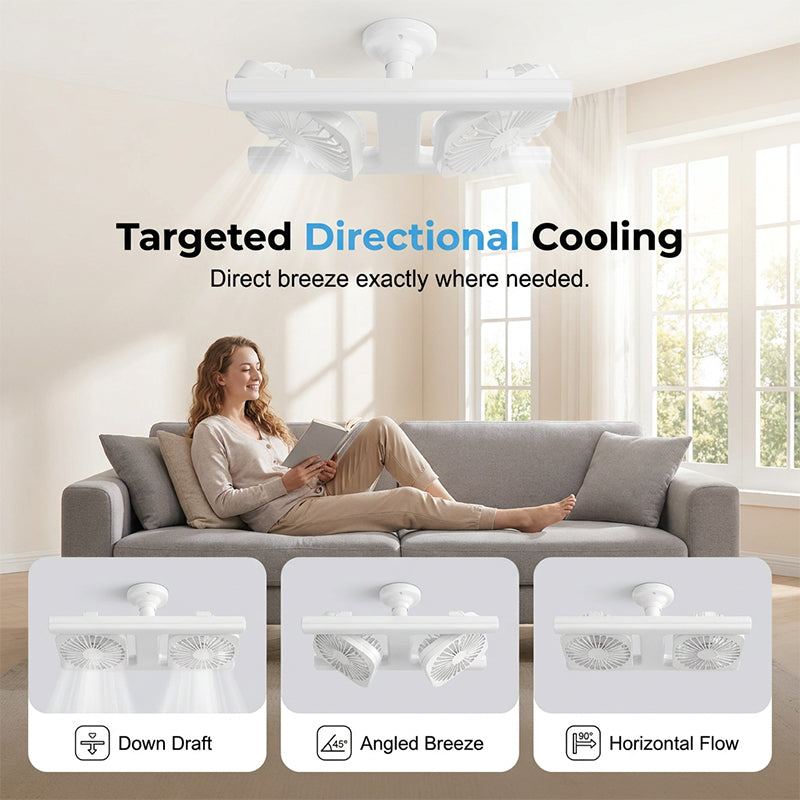 Deckenventilator mit Doppelkopf und LED-Licht – modernes Design mit Fernbedienung für Wohnzimmer & Schlafzimmer