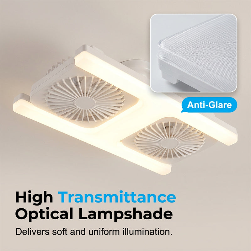 Deckenventilator mit Doppelkopf und LED-Licht – modernes Design mit Fernbedienung für Wohnzimmer & Schlafzimmer