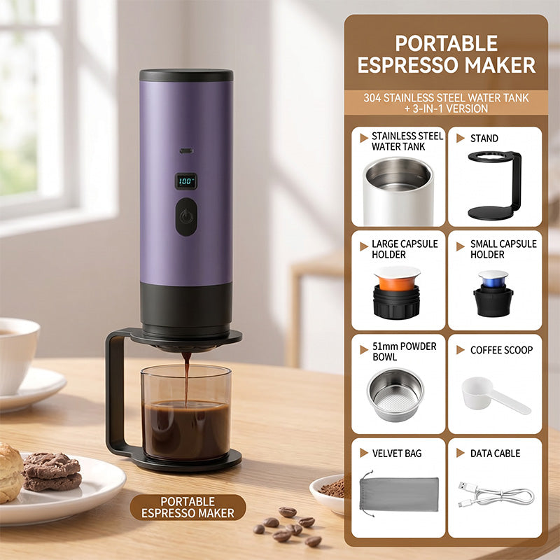☕ Tragbare Espressomaschine für Reisen – kompakt, akkubetrieben & perfekt für frischen Kaffee unterwegs, im Auto oder Zelt 🚗⛺