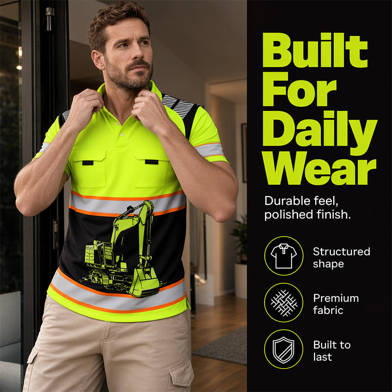 🚜 Herren Bagger-Grafik T-Shirt – Lässig & Robust ☀️