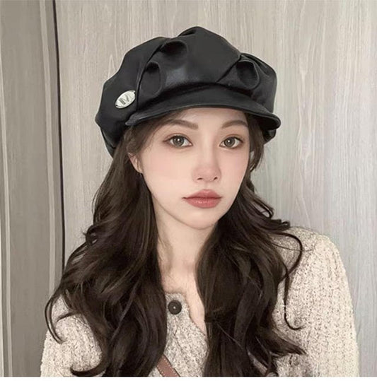 Stylish Leather Beret Hat